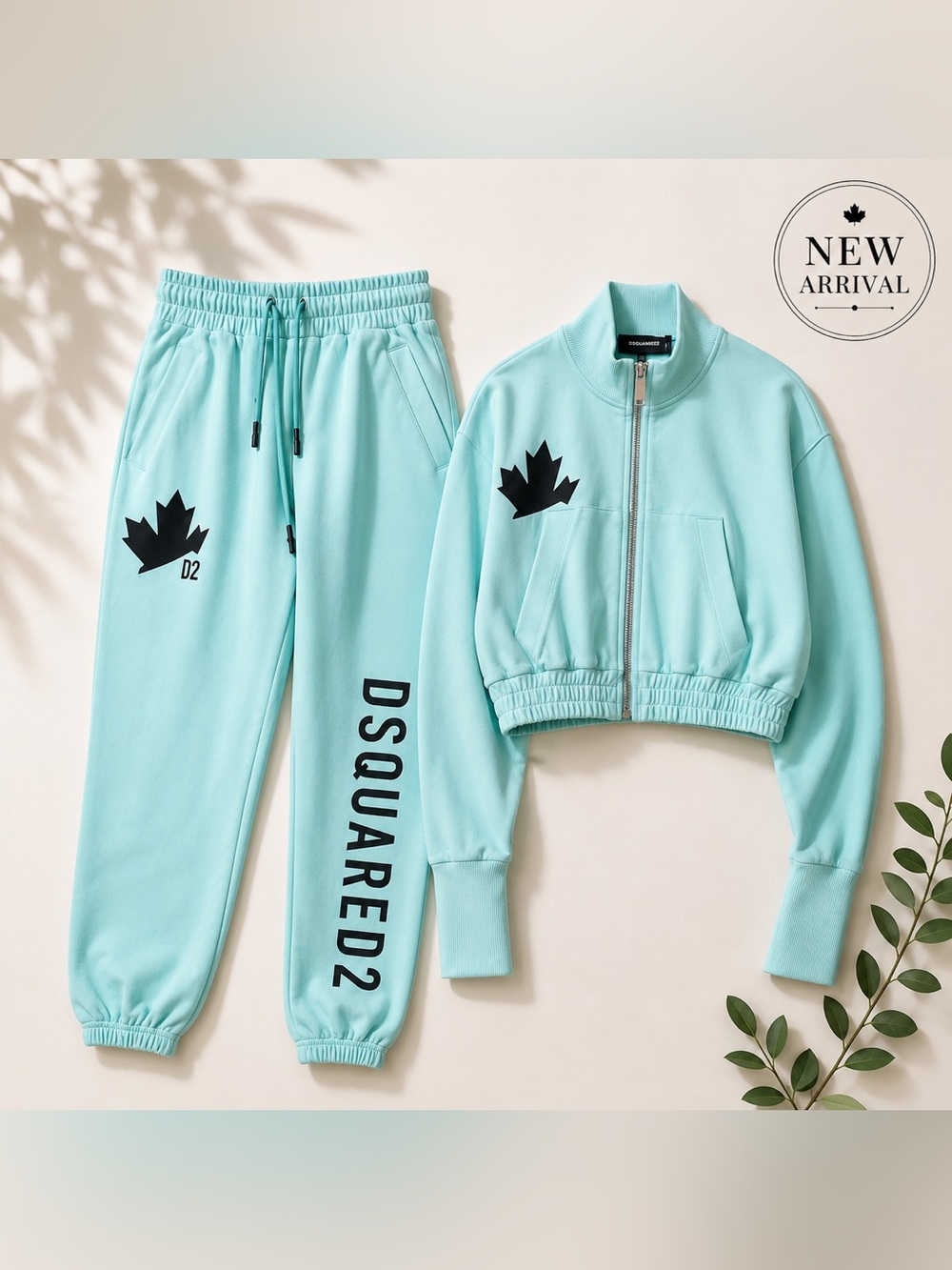 💙 Women’s 3-piece Cropped Tracksuit Set – Aqua Blue 💙